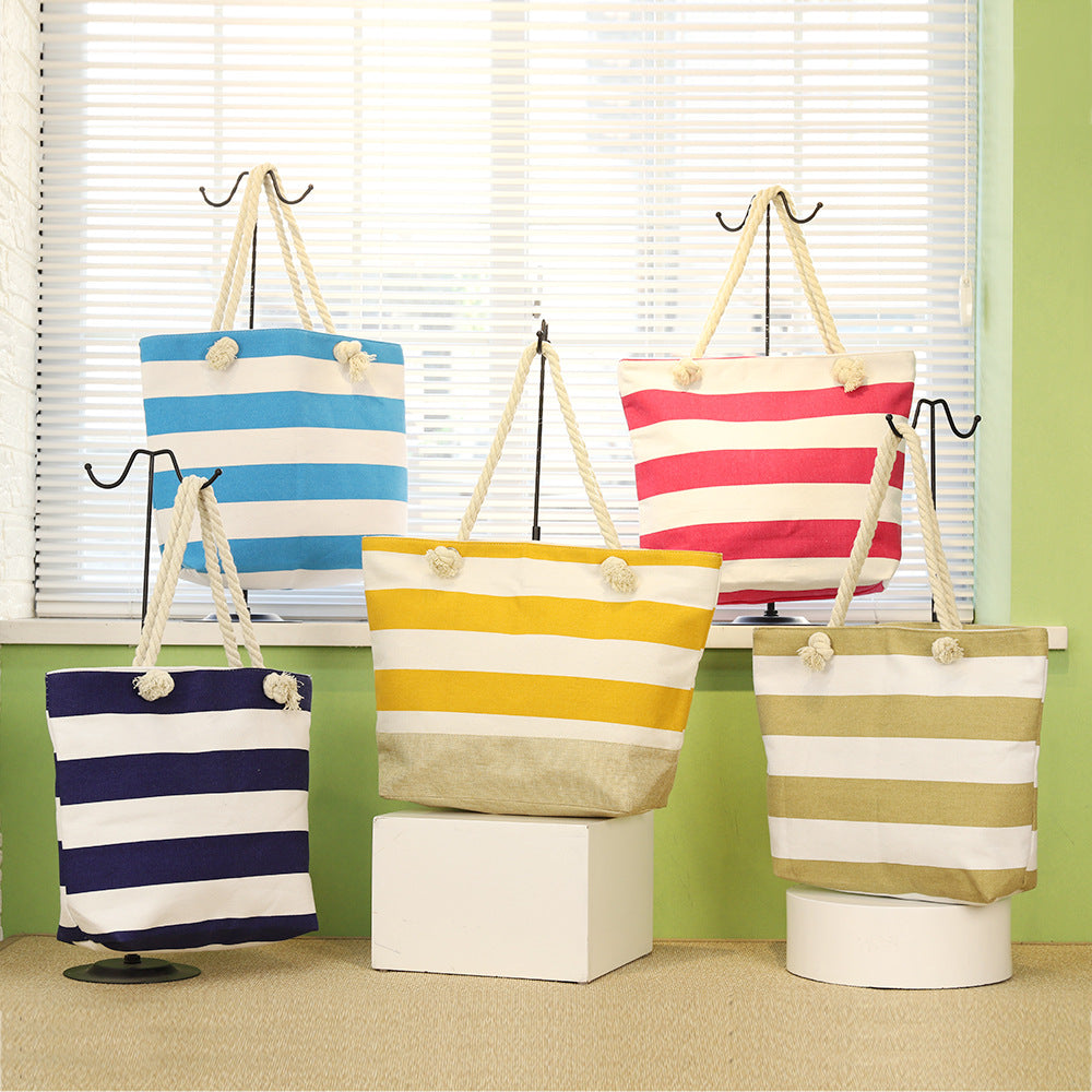 🌊 Striped Large Capacity Women's Shoulder Beach Bag - Casual Summer Tote