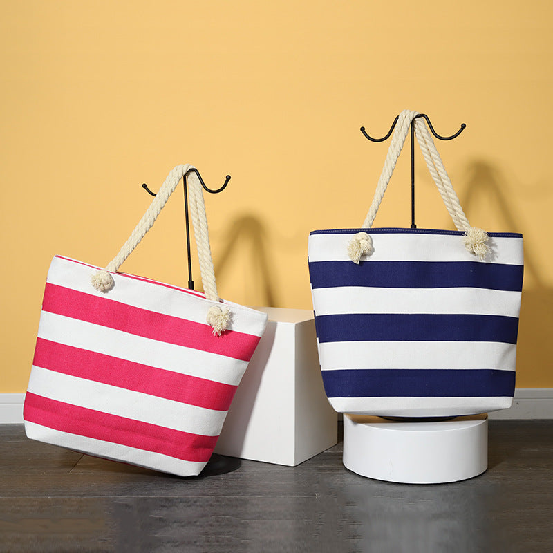 🌊 Striped Large Capacity Women's Shoulder Beach Bag - Casual Summer Tote