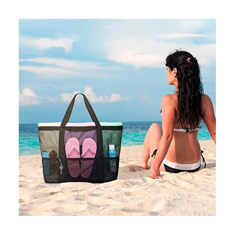 🏖️ Large Capacity Mesh Portable Beach Bag - Breathable, Lightweight & Sand-Free
