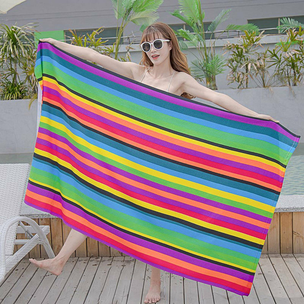🏖️ Striped Extra Large Microfibre Beach Towel - Quick-Dry & Lightweight Travel Essential
