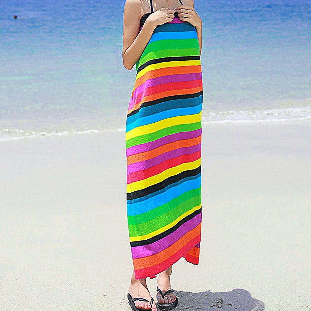 🏖️ Striped Extra Large Microfibre Beach Towel - Quick-Dry & Lightweight Travel Essential