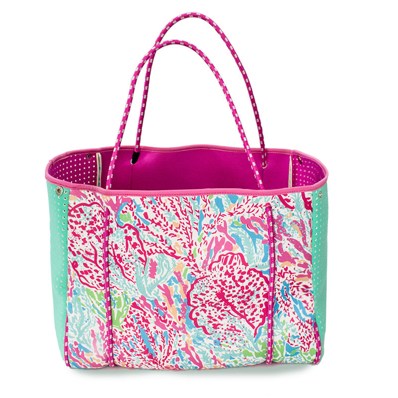🪬 Coral Neoprene Beach Bag - Stylish Waterproof Tote for Summer