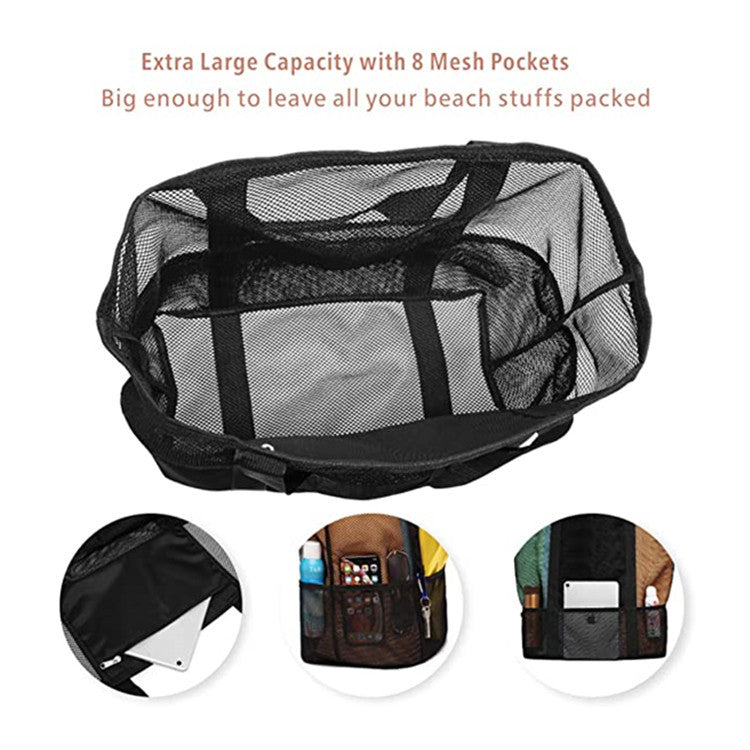 🏖️ Large Capacity Mesh Portable Beach Bag - Breathable, Lightweight & Sand-Free