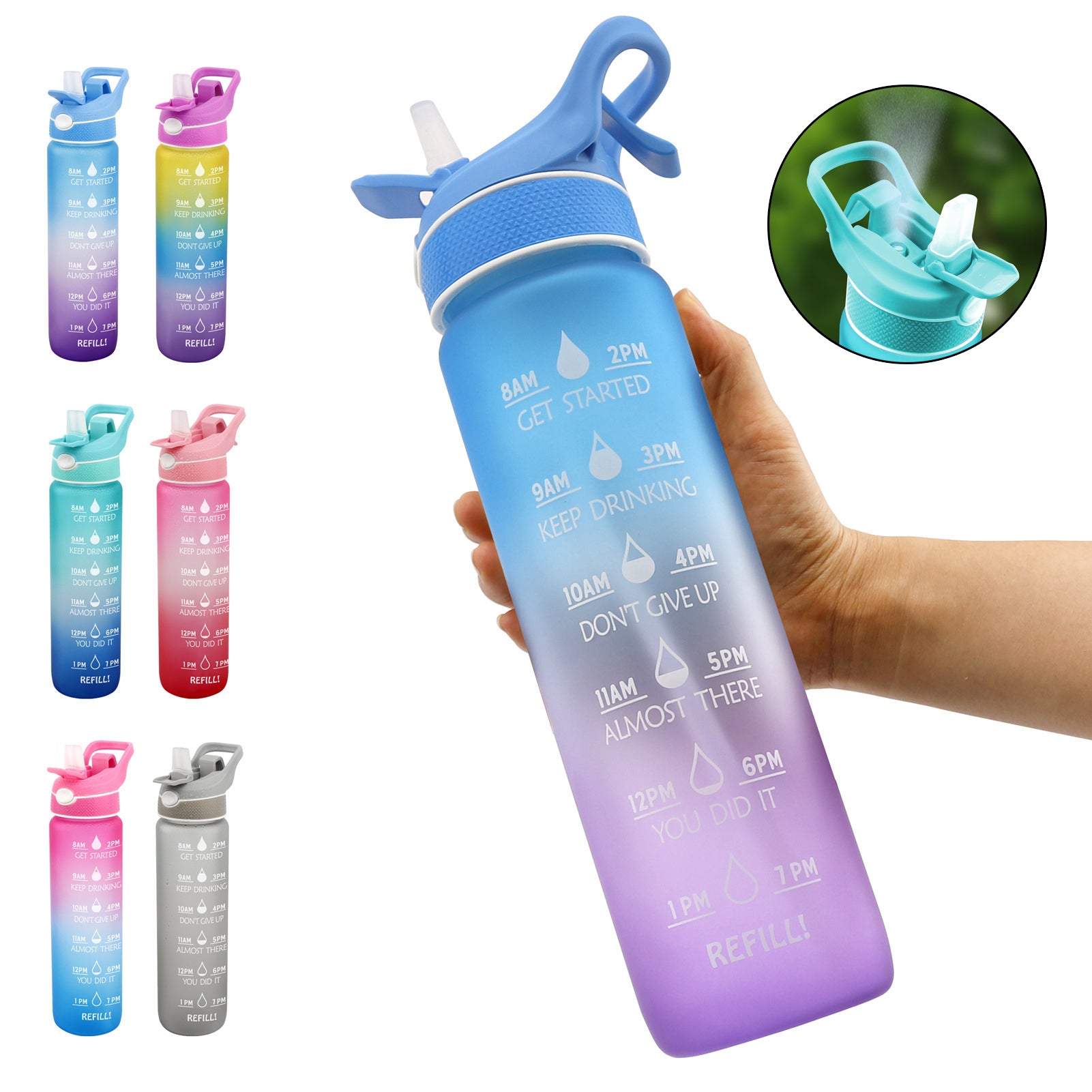 Sports Water Bottle with Straw & Flip Cover – Leak-Proof | 5 Colours