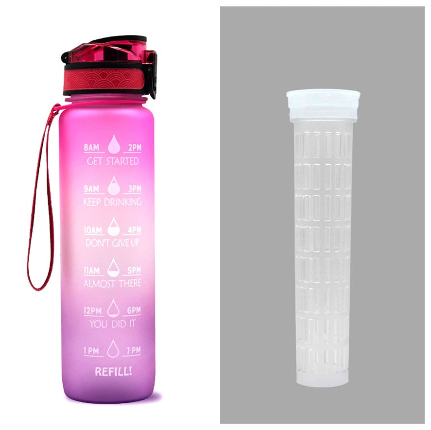 1L Motivational Water Bottle with Time Marker & Flip Cover – BPA Free